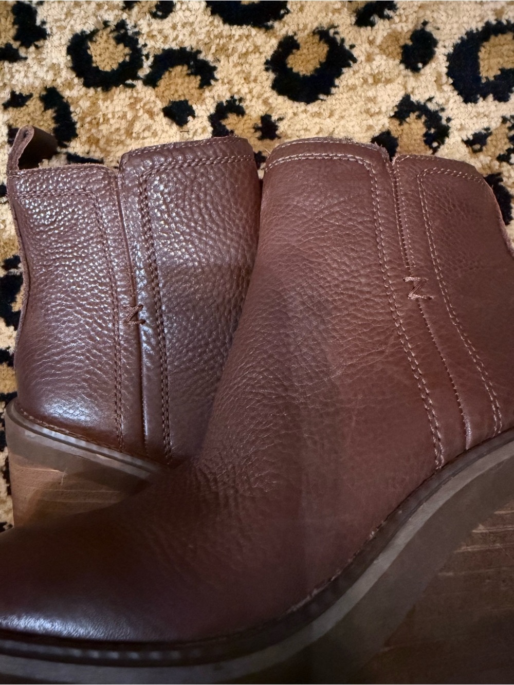 Zodiac Brown Leather Wedge, Side-Zip, Ankle Boots - Picture 9 of 14